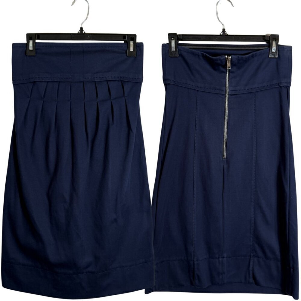 Stella McCartney Strapless Pleated Mini Dress Women's 40 US 6 Navy Minimalist